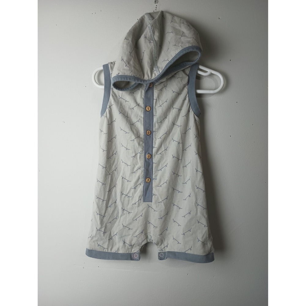 City Mouse Kids Skateboard Print Hooded Romper 12-18M Sleeveless Henley